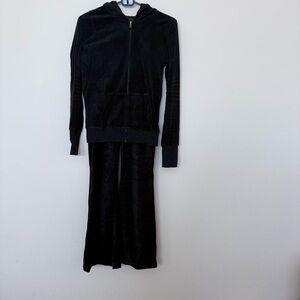Jenni by Jennifer Moore Black Velour Pants and Jacket set Size small